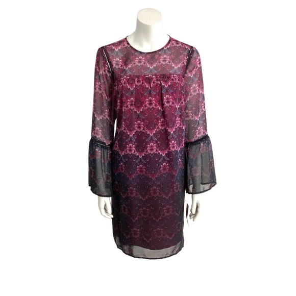 Nanette Lepore Shift Dress Fuchsia Kiss Chiffon Moody Romance 10 - Picture 13 of 13